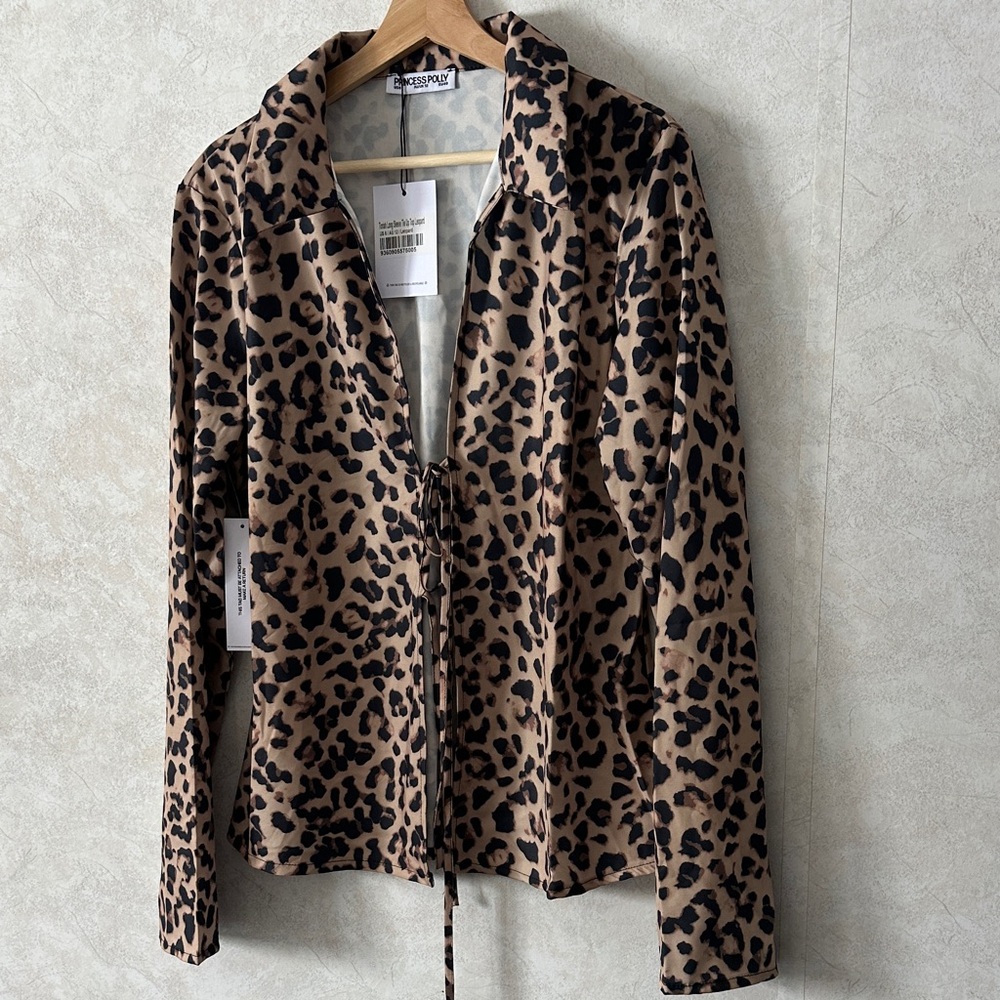 Princess Polly Leopard Print Tie-Front Top